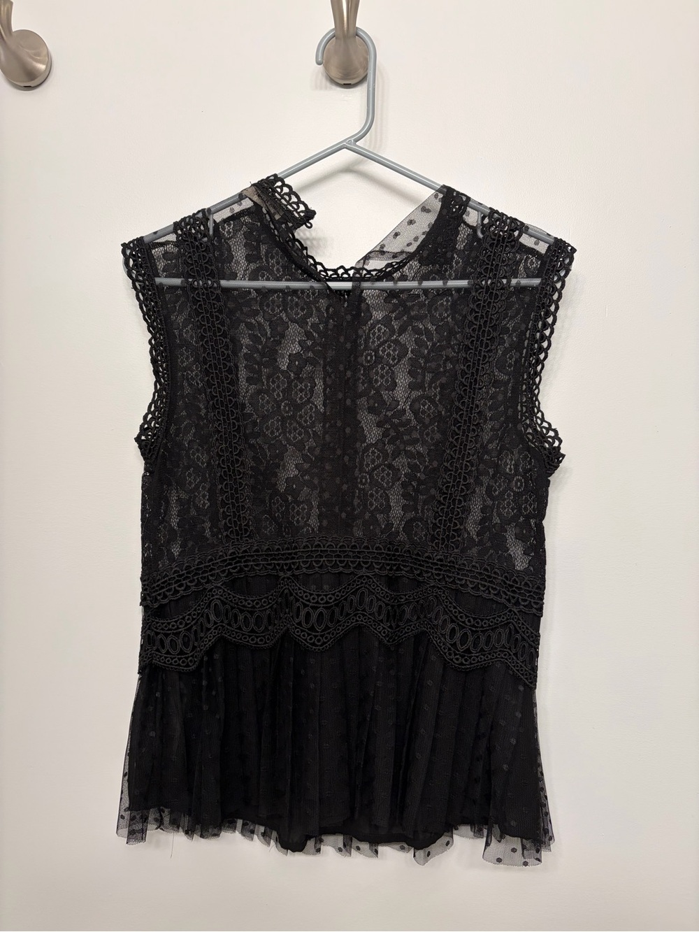 Zara Black Lace Sleeveless Peplum Top - Picture 2 of 3